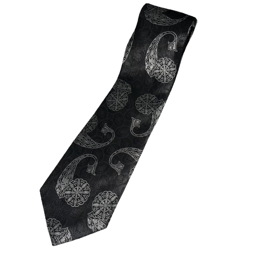 Vintage Karl Lagerfeld Necktie Black Silver Small Imperfection